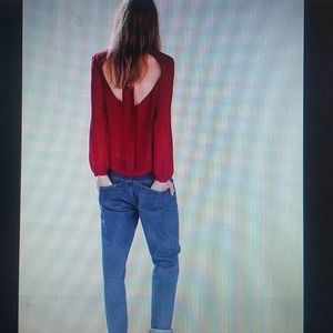 ZARA - red back neck tie blouse